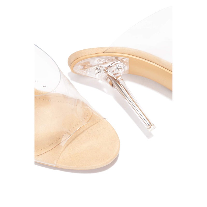 Cape Robbin Allure Womens Dressy Peep Toe Clear Transparent Strap Slip On Clear Heels - Nude,Nude,9 - Image 5